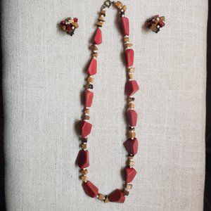 Vintage Japan Beaded Necklace and Earrings Set